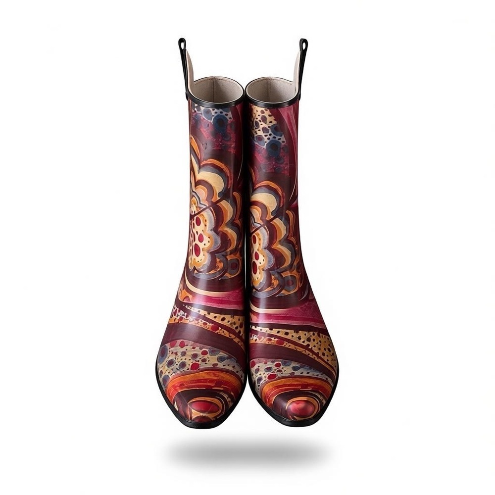 Western Boots Wearable Art Rodeo Cowgirl Size 7 Rain boots Abstract - Picture 3 of 9